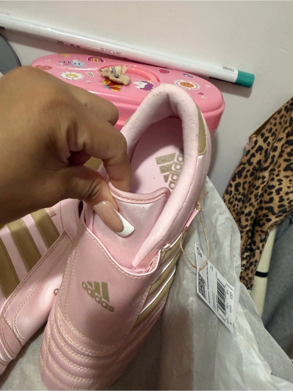 adidas Women’s Pink & Gold Indoor Sandals - Picture 4 of 5